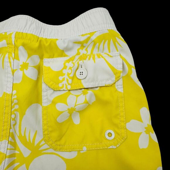 Abercrombie & Fitch Board Shorts Hawaiian Floral Swim Trunks Mens Size S Yellow - Picture 4 of 6